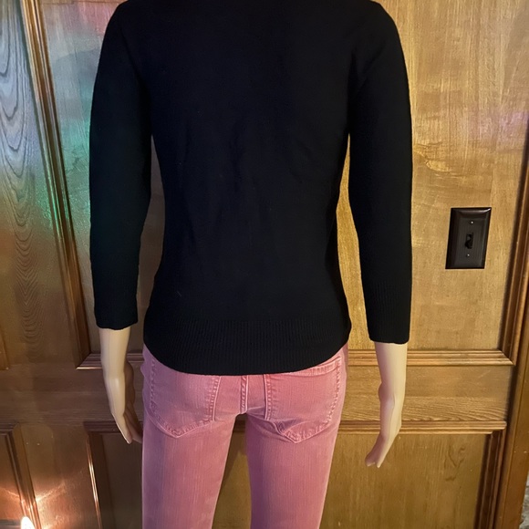 3/4 sleeve v neck black cardigan - Picture 5 of 9